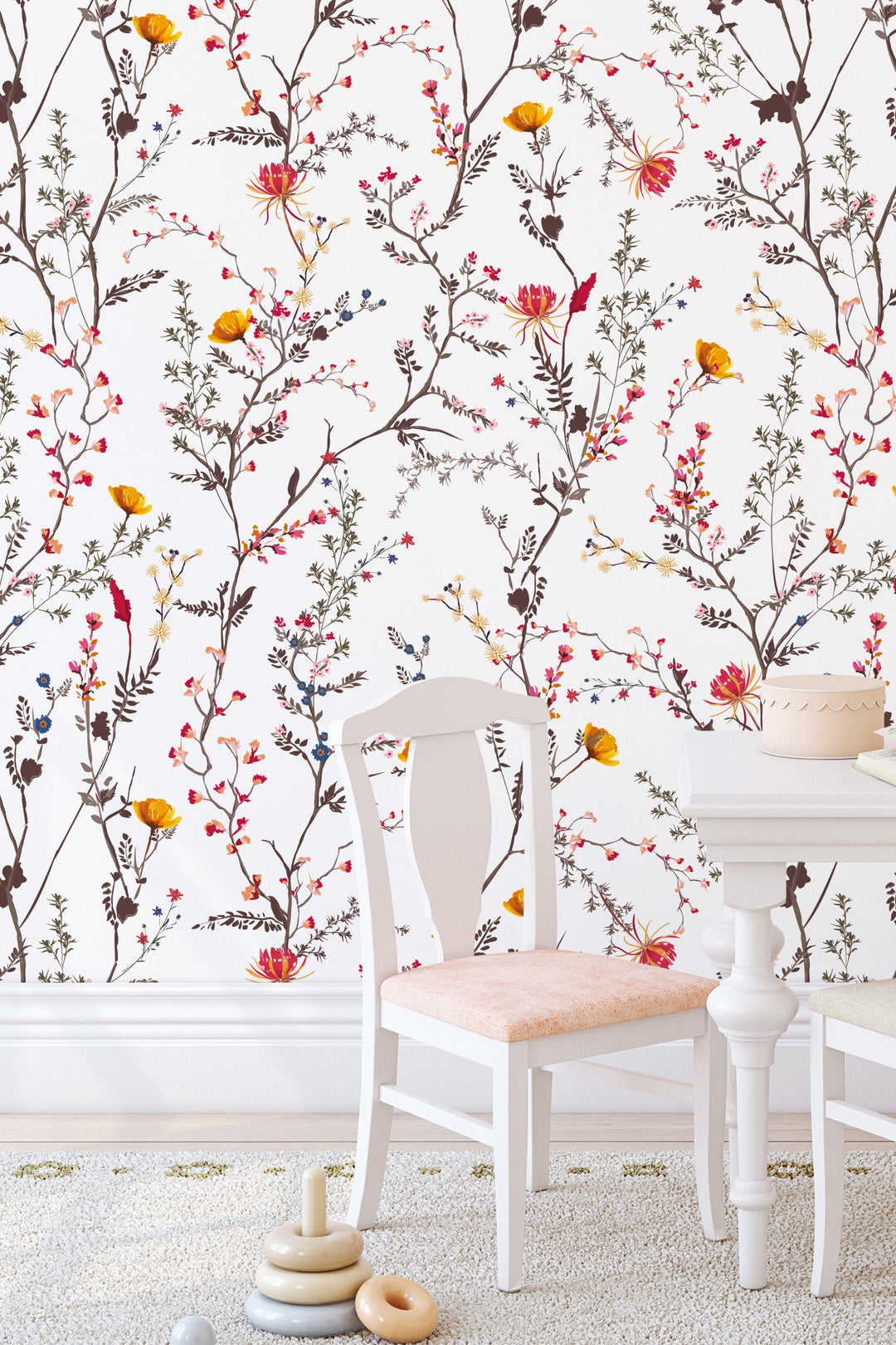 Herbs and Flowers Peel and Stick Wallpaper - Removable Self Adhesive and Traditional wallpaper #53318 /1040