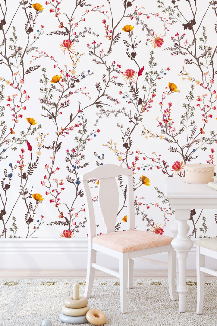 Herbs and Flowers Peel and Stick Wallpaper - Removable Self Adhesive and Traditional wallpaper #53318 /1040