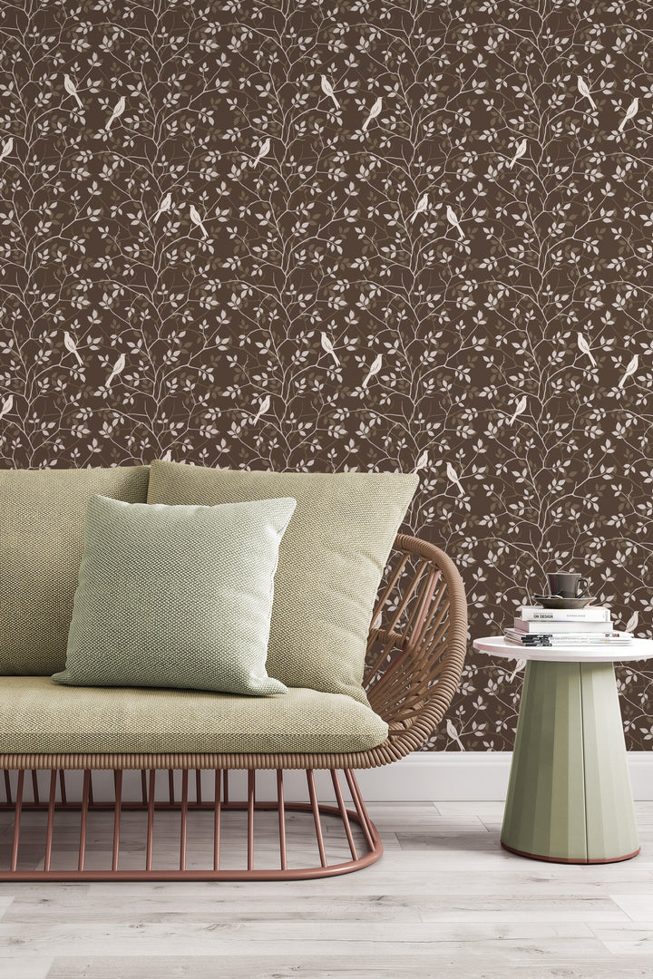 Birds on branches - Removable wallpaper - Vinyl Peel and Stick Wall design#3345