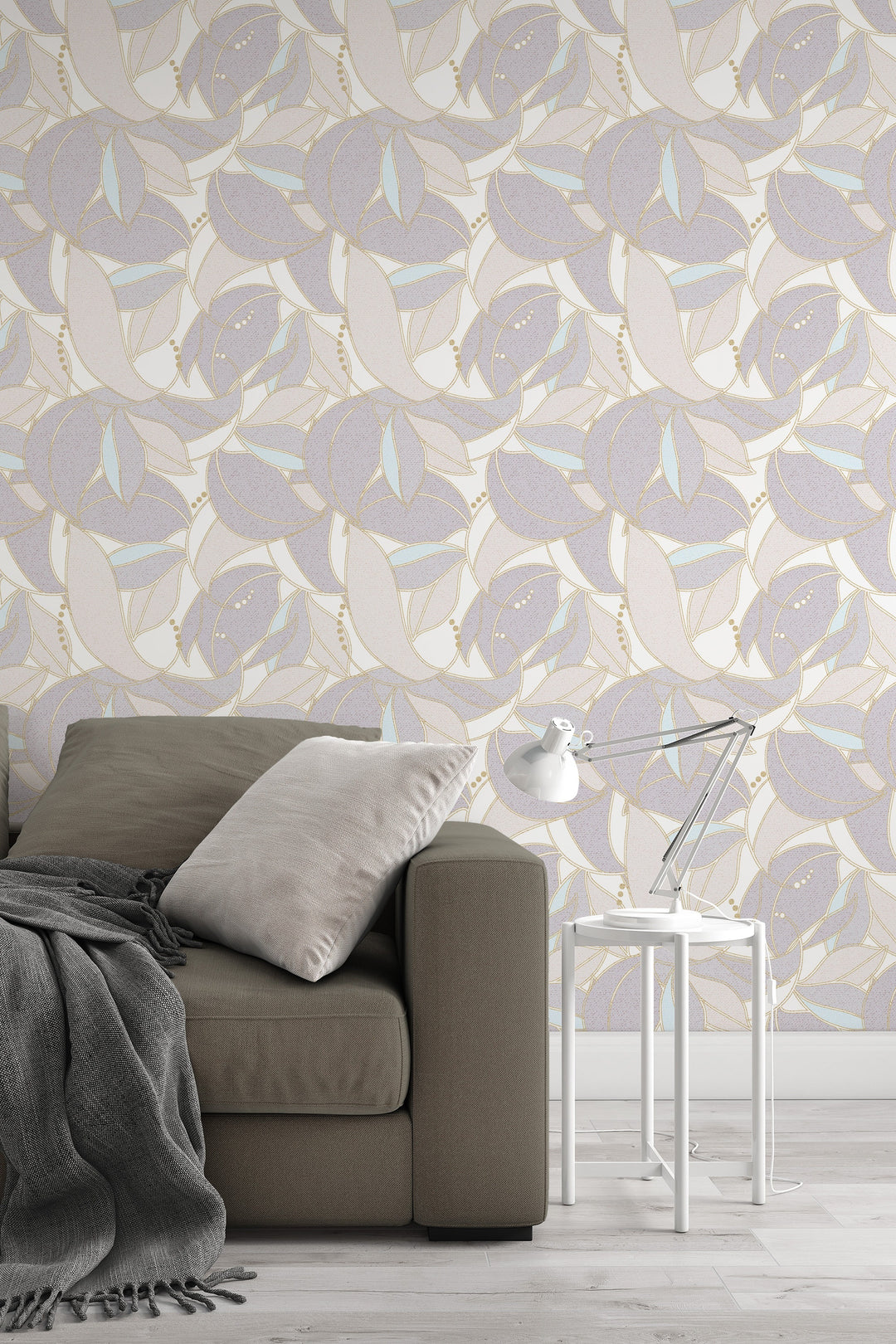 Petals on beige, floral design, boho style  - Peel and stick wallpaper, Removable , traditional wallpaper - #53346 /1040