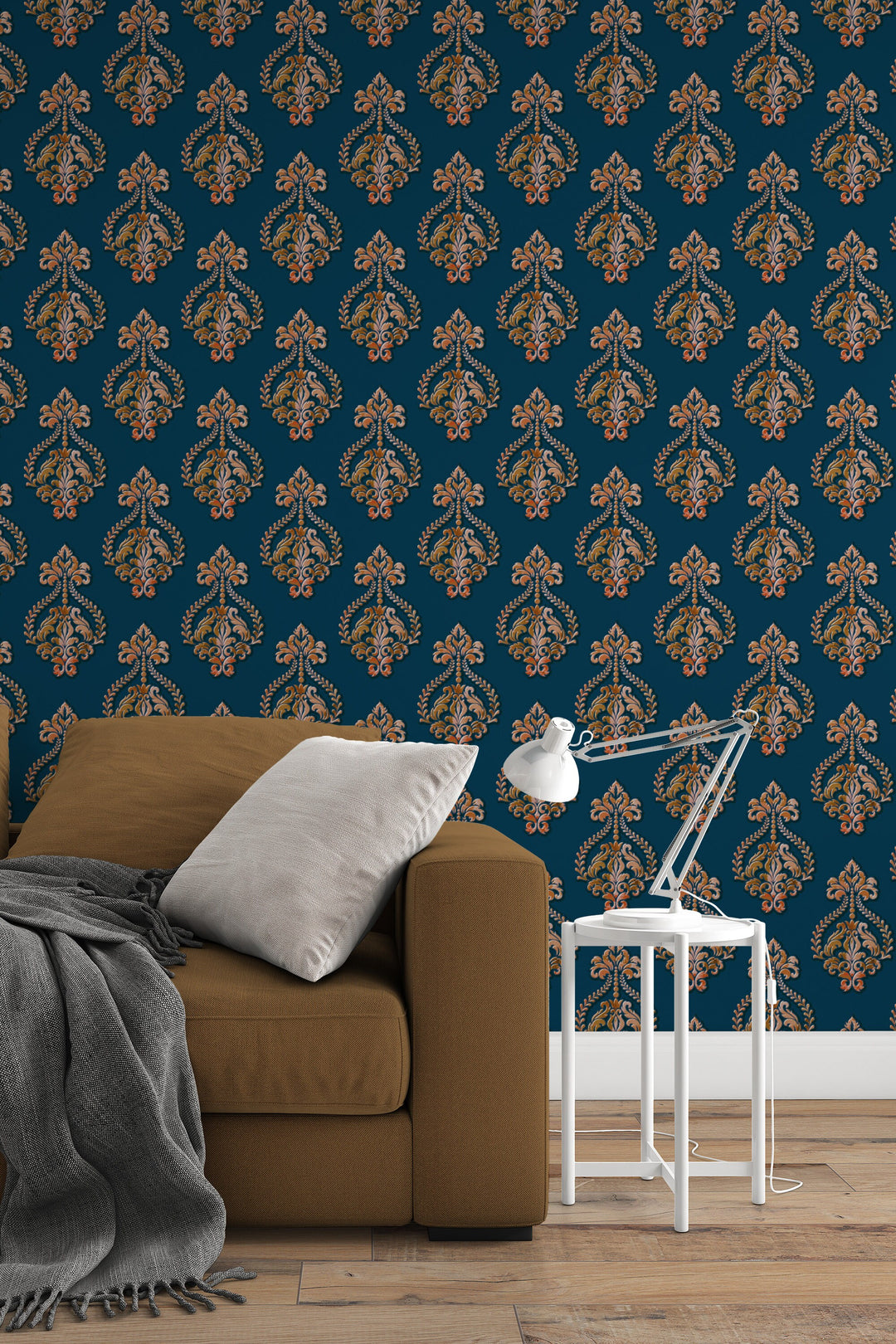 Wallpaper damask dark Traditional and Peel and Stick Wallpaper #3364