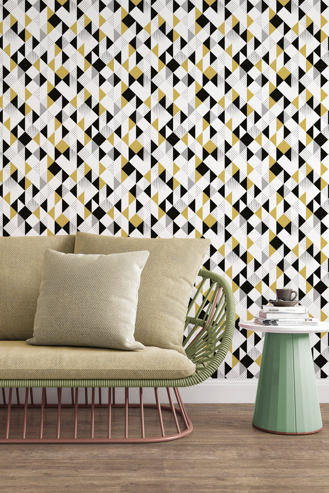 Black and Yellow Geometric Removable Wallpaper #3366