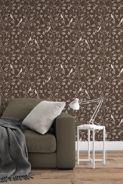 Birds on branches - Removable wallpaper - Vinyl Peel and Stick Wall design#3345