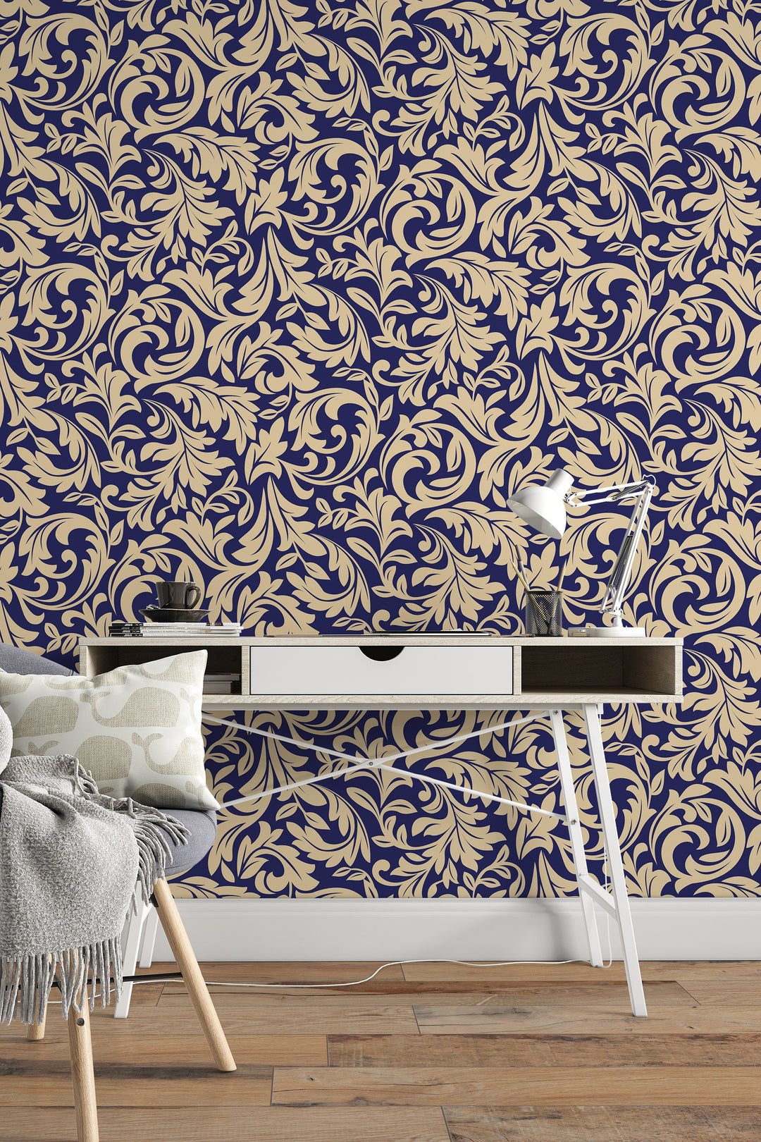 Damask dark background classic design Removable wallpaper 53349 /