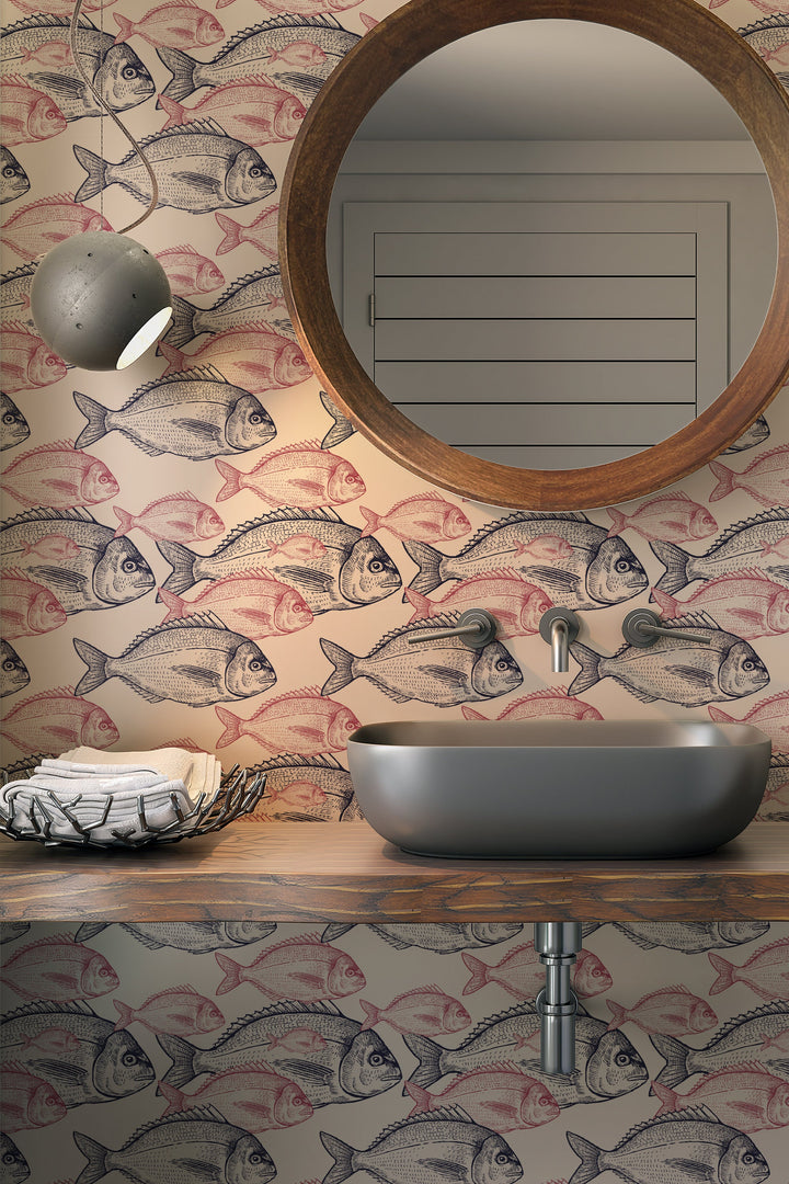 Sea fish - Peel & Stick Marine Wallpaper - Removable Self Adhesive and Traditional wallpaper #53371 /1040