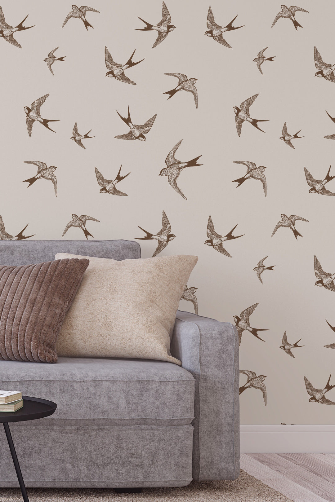 Birds on Beige Peel & Stick Wallpaper and Traditional #53354 /