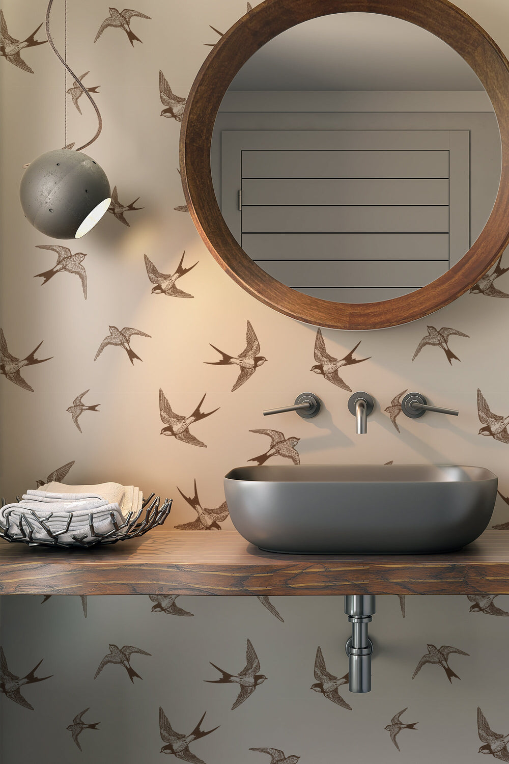 Birds on Beige Peel & Stick Wallpaper and Traditional #53354 /
