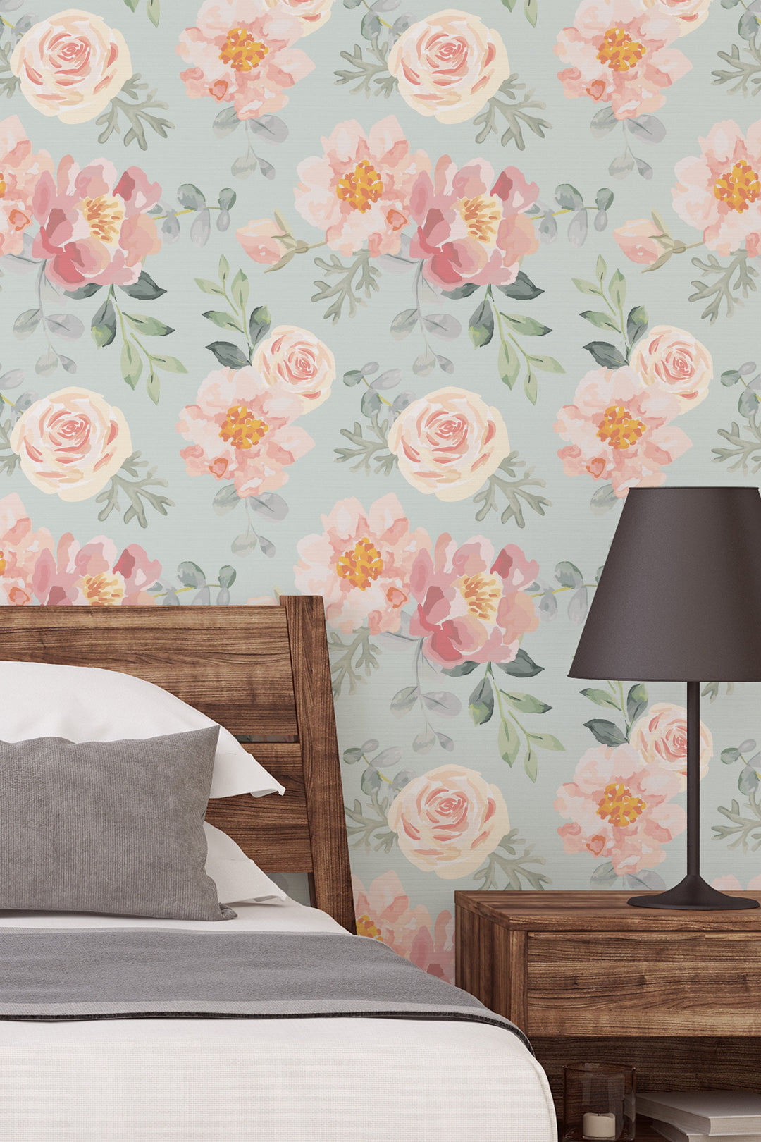 Floral Wallpaper Mural || Watercolor Floral || Traditional or Removable • Vinyl-Free • Non-toxic #3375 /1040