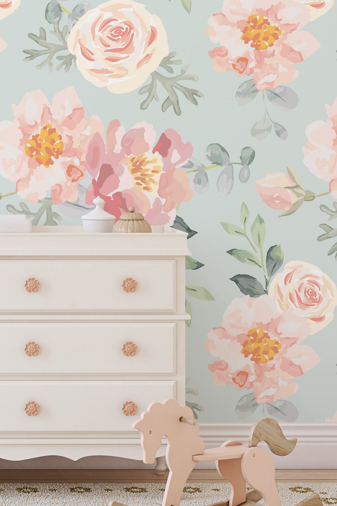 Floral Wallpaper Mural || Watercolor Floral || Traditional or Removable • Vinyl-Free • Non-toxic #3375 /1040