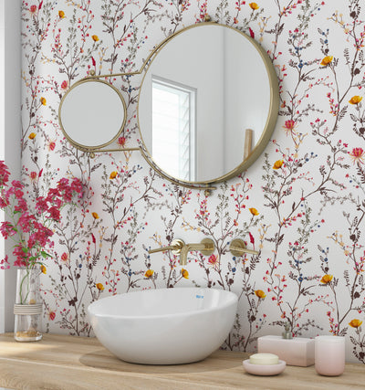 Herbs and Flowers Peel and Stick Wallpaper - Removable Self Adhesive and Traditional wallpaper #53318 /1040