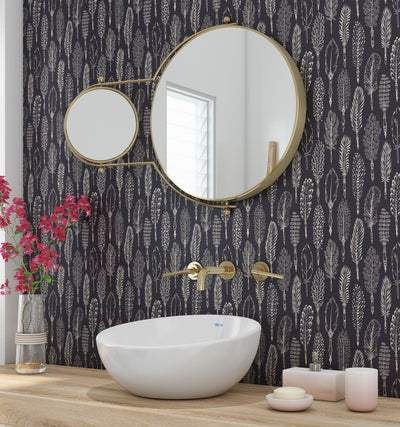 EXCLUSIVE feathers on brown Peel and Stick Wallpaper #3303 /