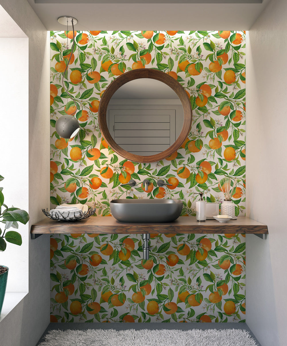 Summer orchard renter friendly peel and stick wallpaper #53314 /