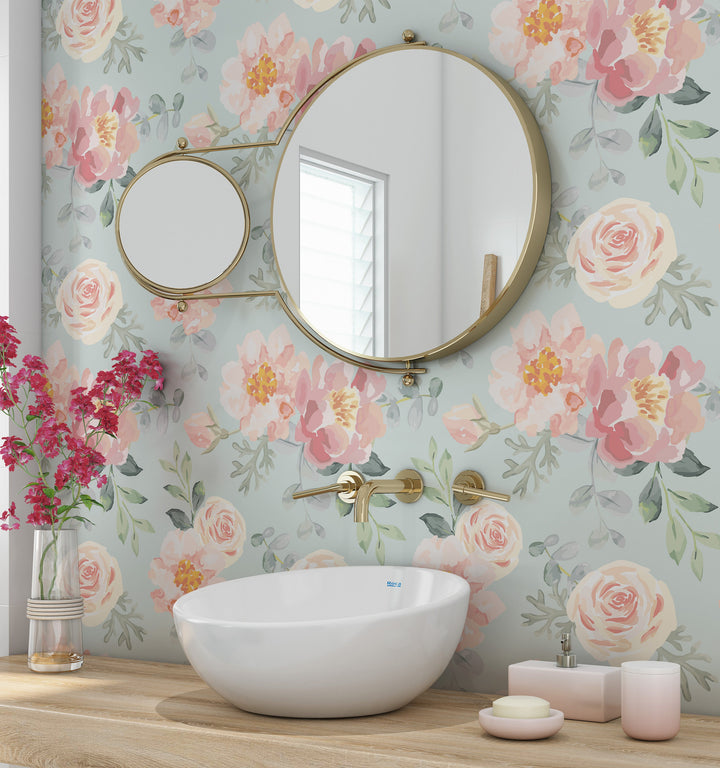 Floral Wallpaper Mural || Watercolor Floral || Traditional or Removabl ...