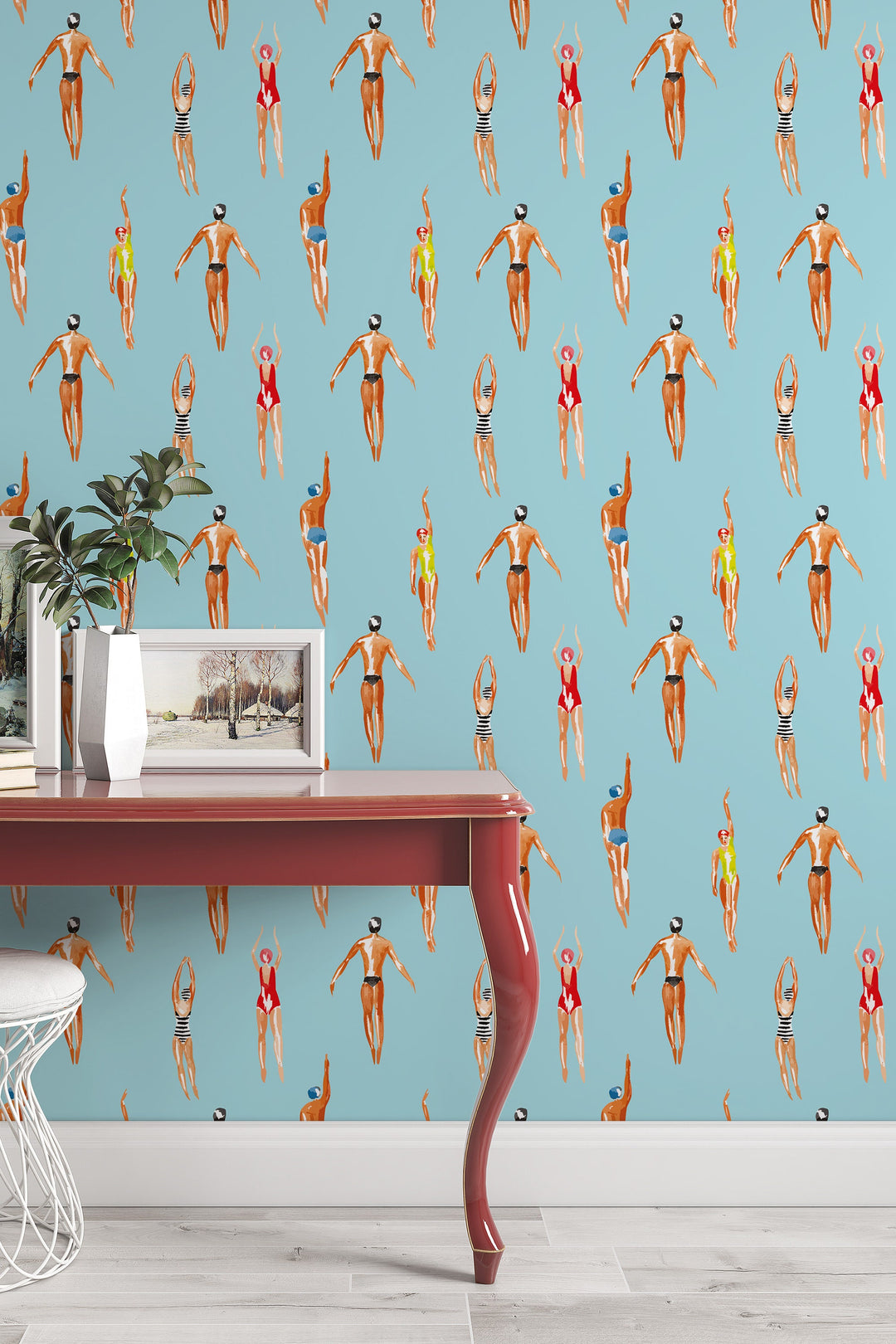 Vintage Swimmers Wallpaper - Peel & Stick, Removable, Self Adhesive