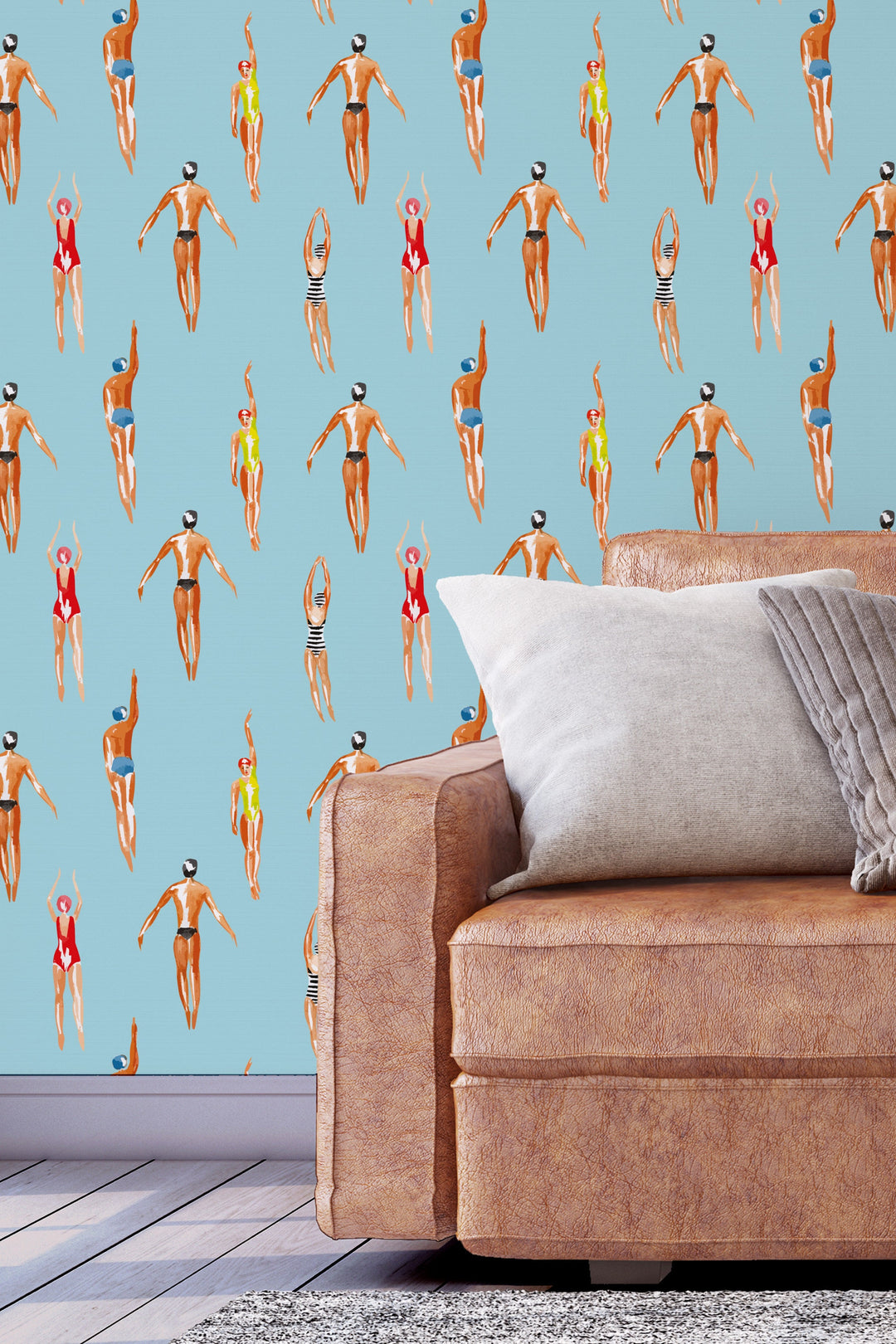 Swimmers Retro Wallpaper - Peel & Stick Wallpaper - Removable Self Adhesive and Traditional wallpaper #53378 /1040