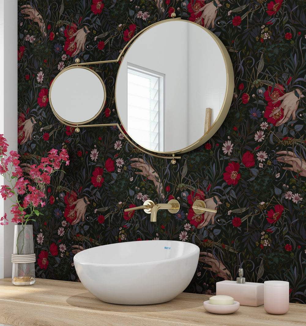 EXCLUSIVE wallpaper Pattern, mystical flowers - Peel and stick and traditional wallpaper - #53310 /1040