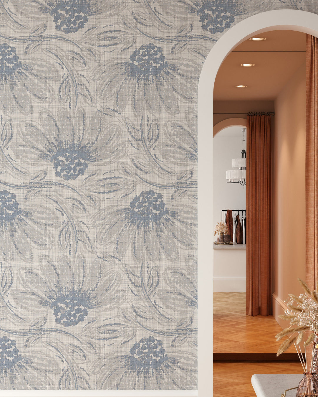 Linen botanical Wallpaper - Big flowers #63389 - 2334