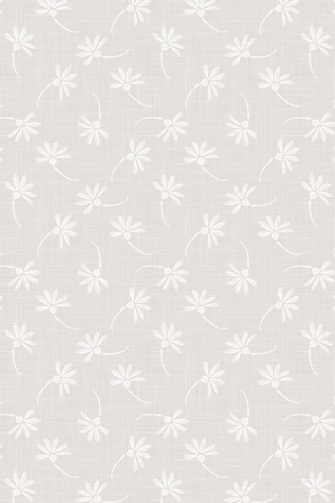 Linen neutral wallpaper with flowers 3390