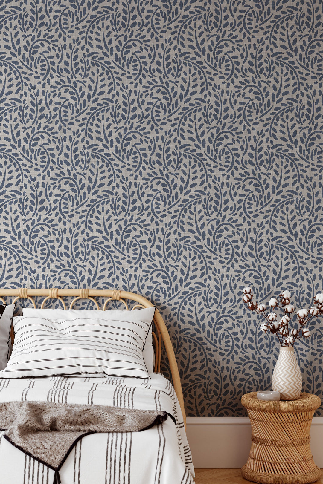 Botanical leaf linen wallpaper #3387 - Wallpaper