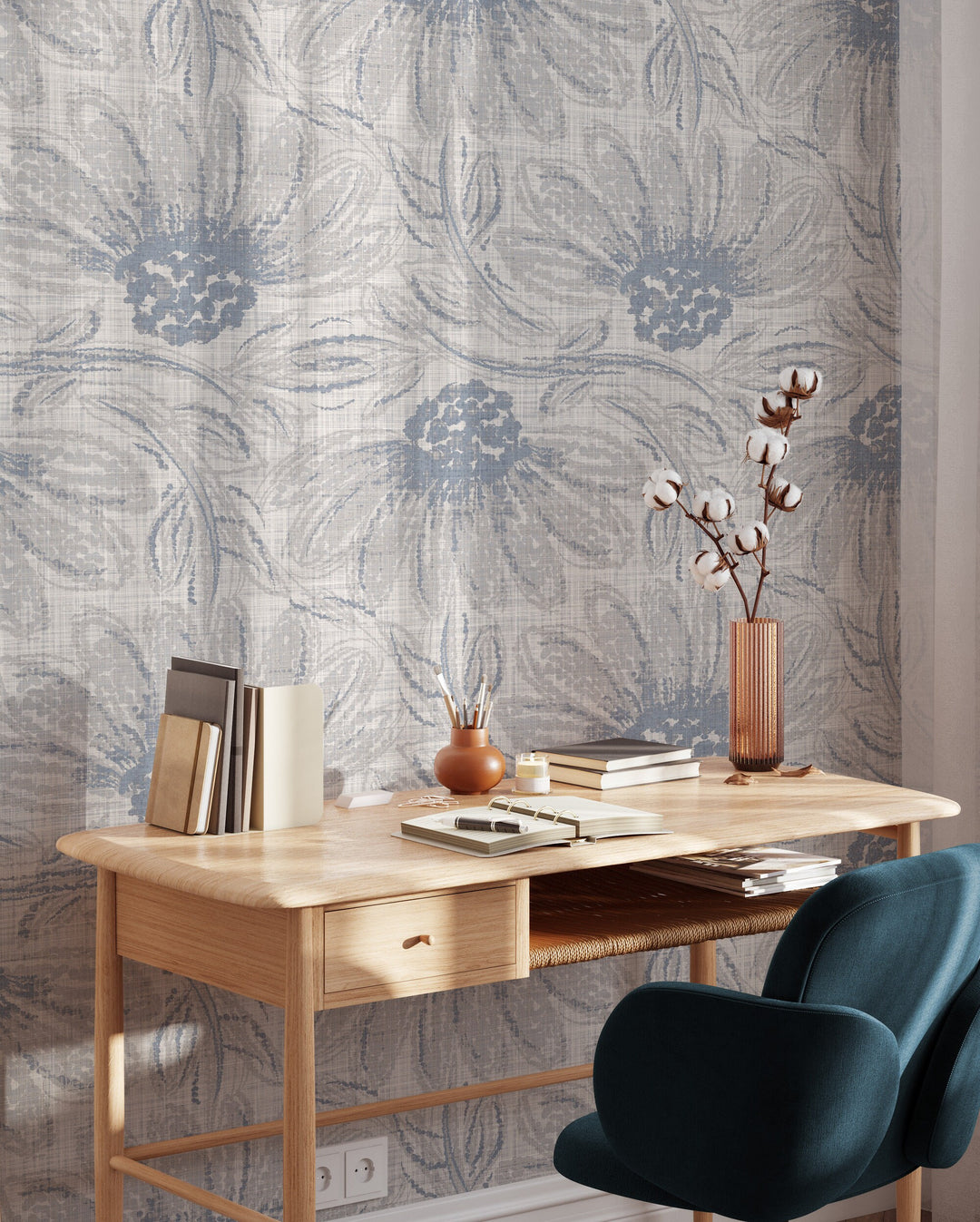 Linen botanical Wallpaper - Big flowers #63389 - 2334