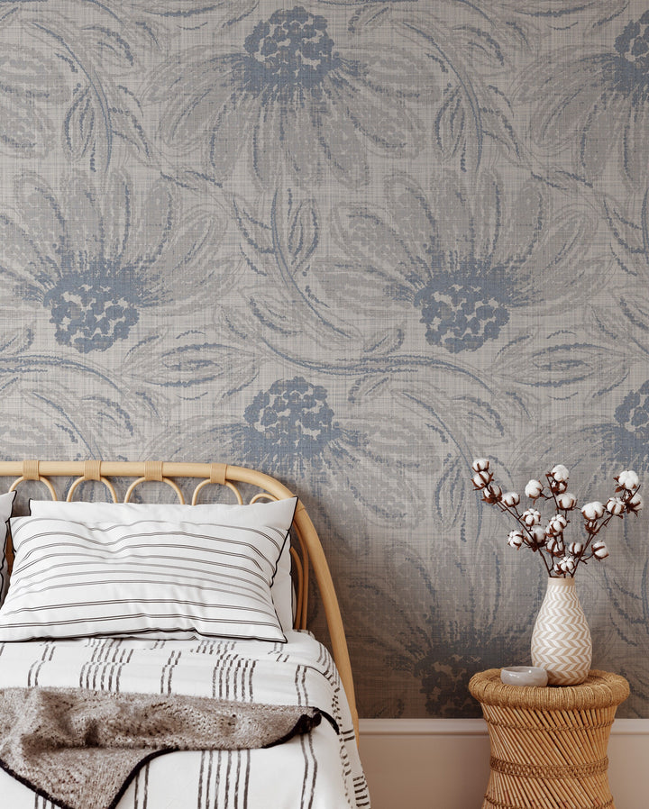 Linen botanical Wallpaper - Big flowers #63389 - 2334