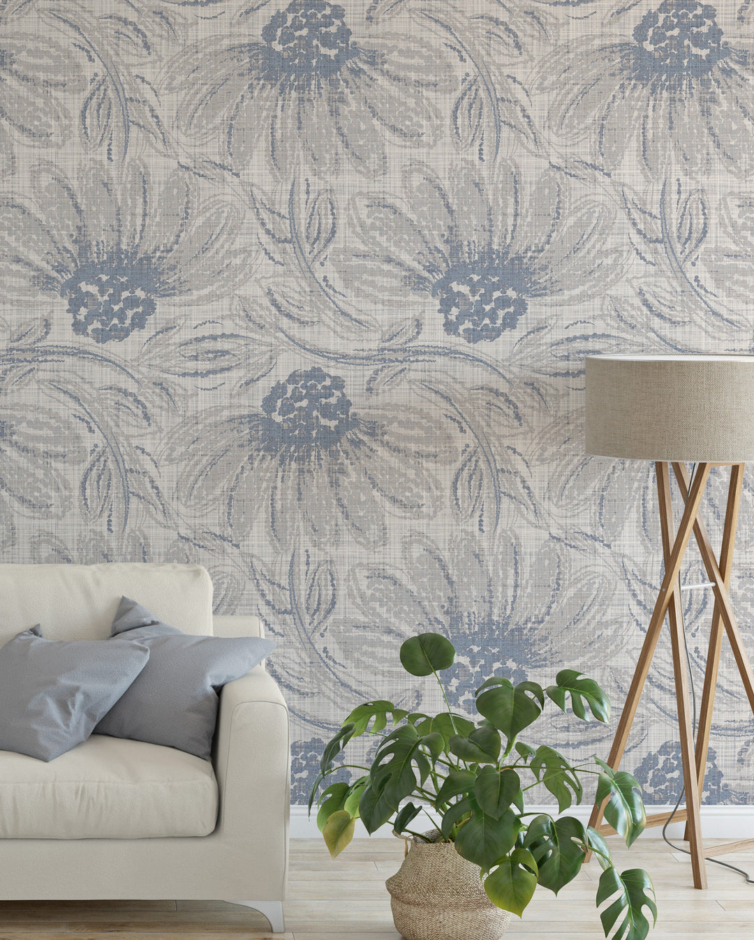 Linen botanical Wallpaper - Big flowers #63389 - 2334