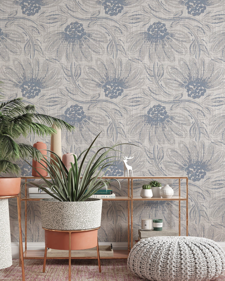 Linen botanical Wallpaper - Big flowers #63389 - 2334