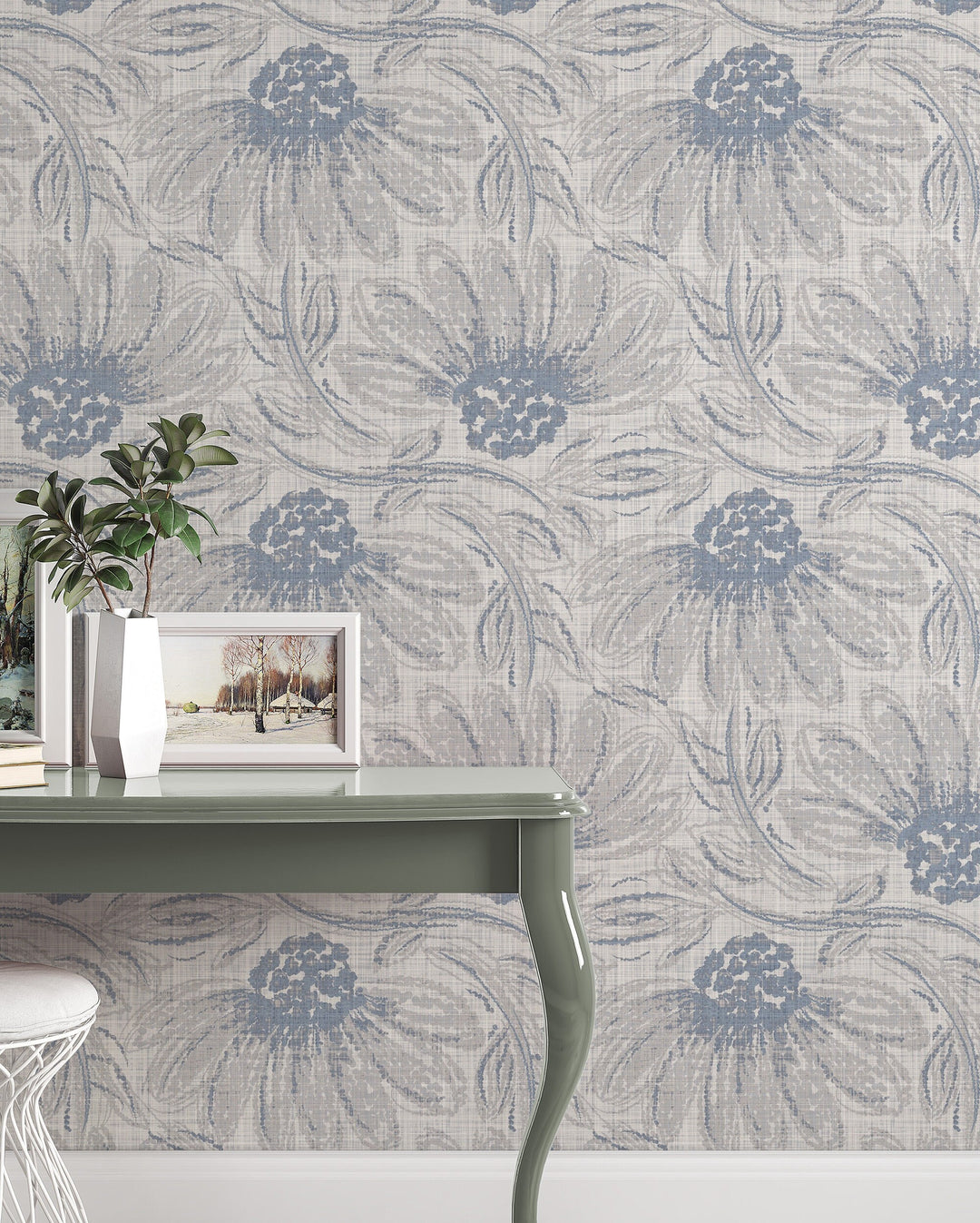 Linen botanical Wallpaper - Big flowers #63389 - 2334