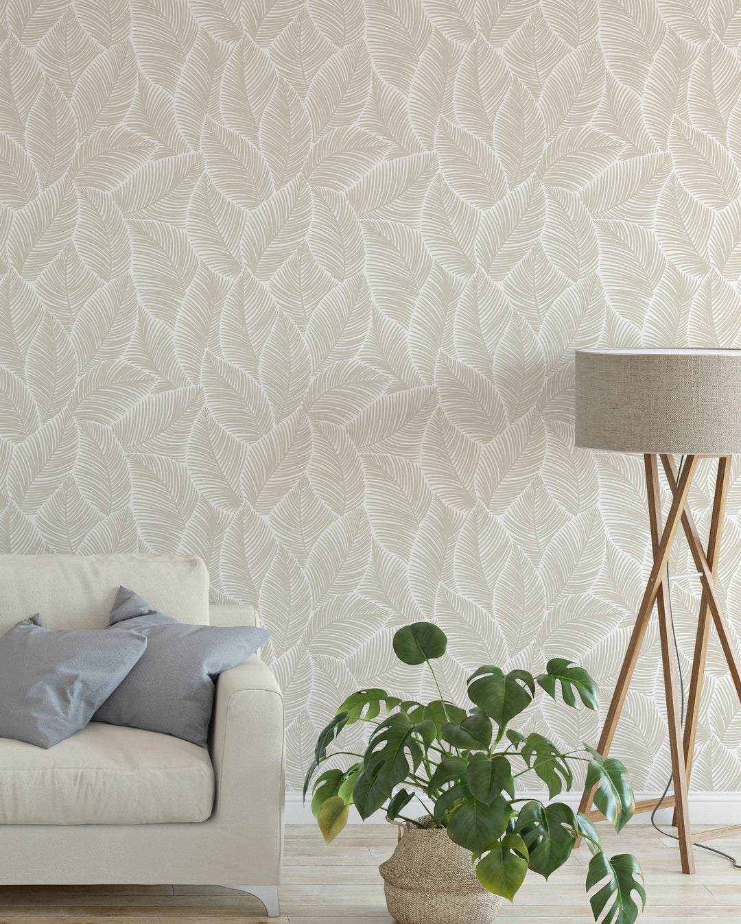 Renter friendly linen big leaves wallpaper #63318 - 2334