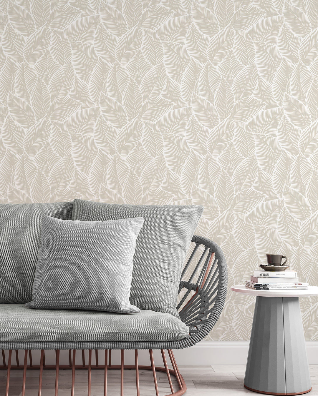 Renter friendly linen big leaves wallpaper #63318 - 2334