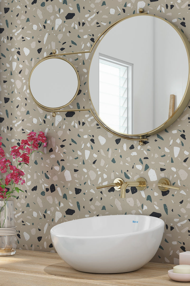 Terrazzo tan background wallpaper - Neutral Minimalist