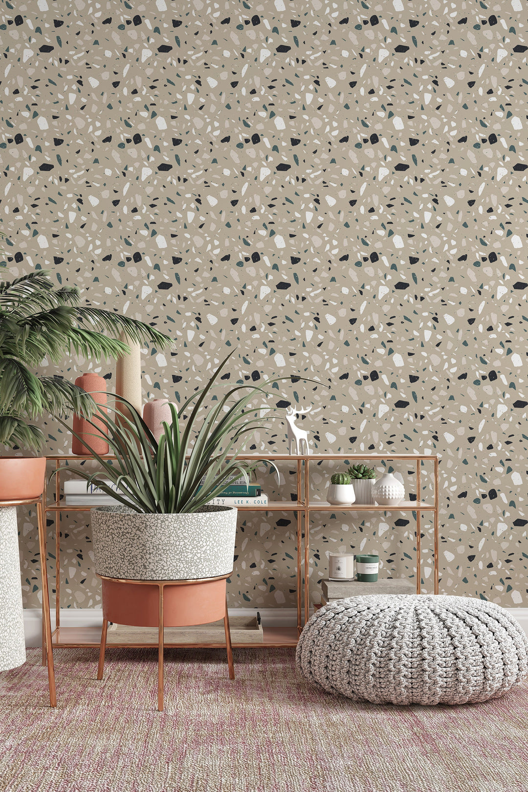 Terrazzo tan background wallpaper - Neutral Minimalist Abstract design #3408