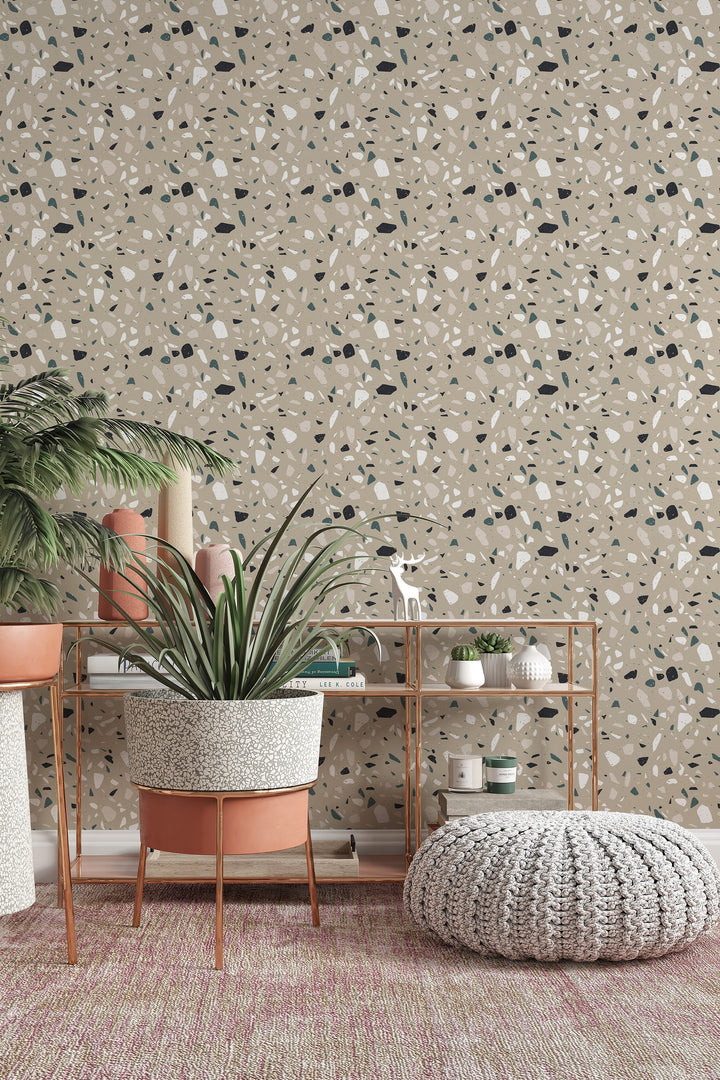 Terrazzo tan background wallpaper - Neutral Minimalist