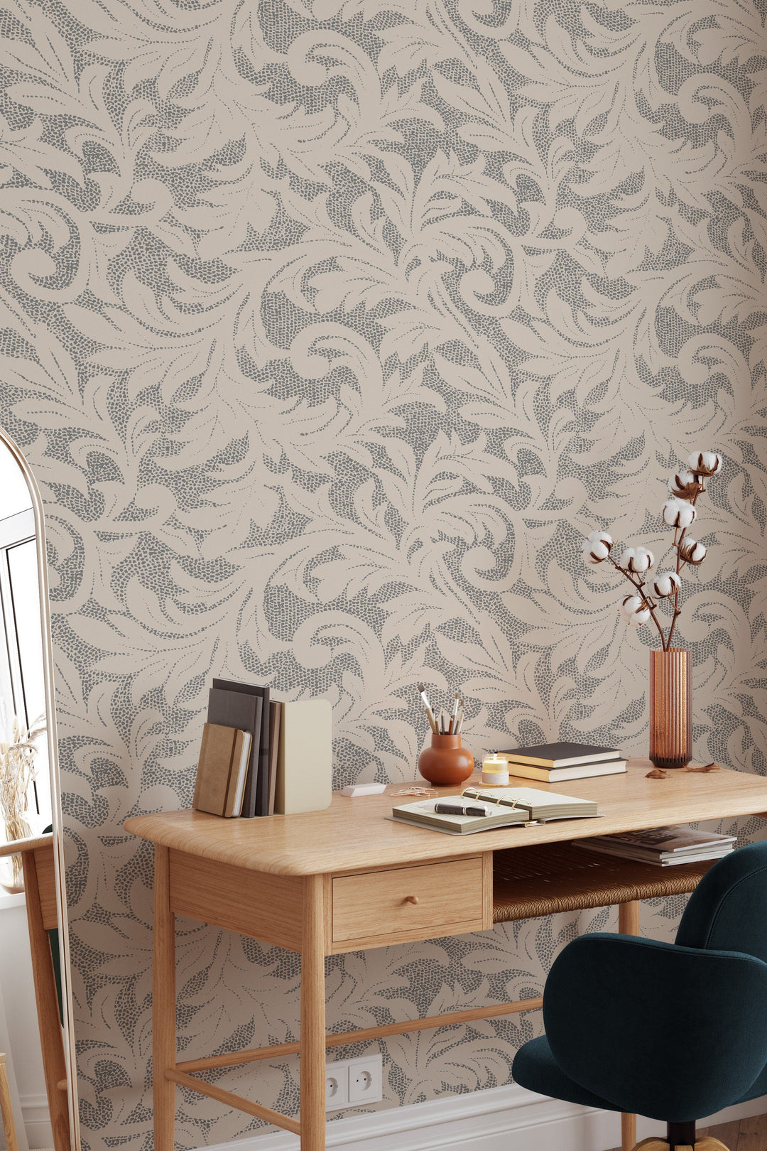 Renter friendly vintage pattern wallpaper 3301