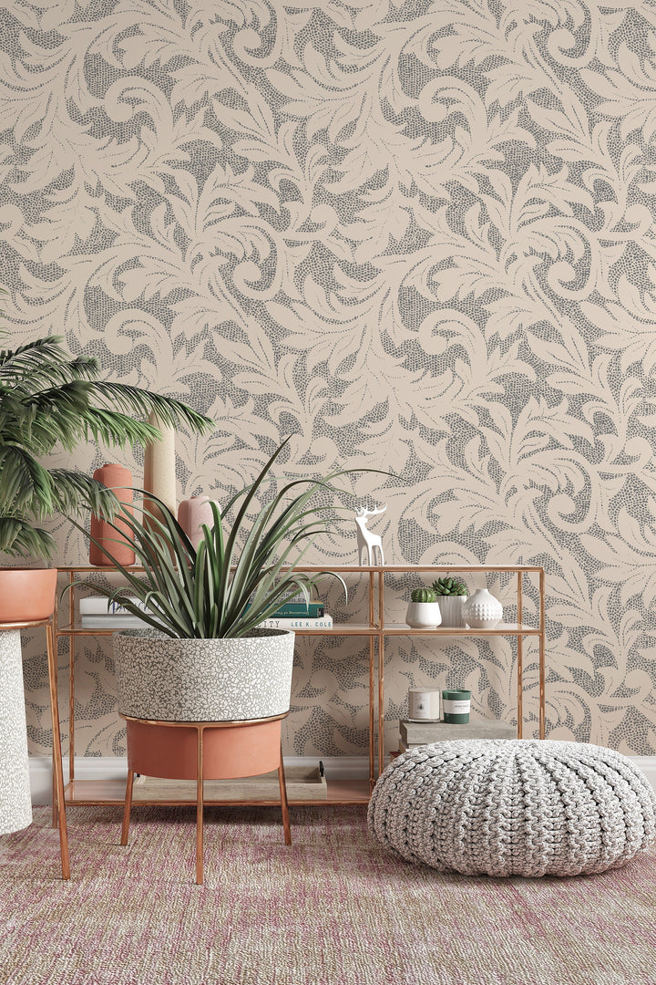 Renter friendly vintage pattern wallpaper 3301