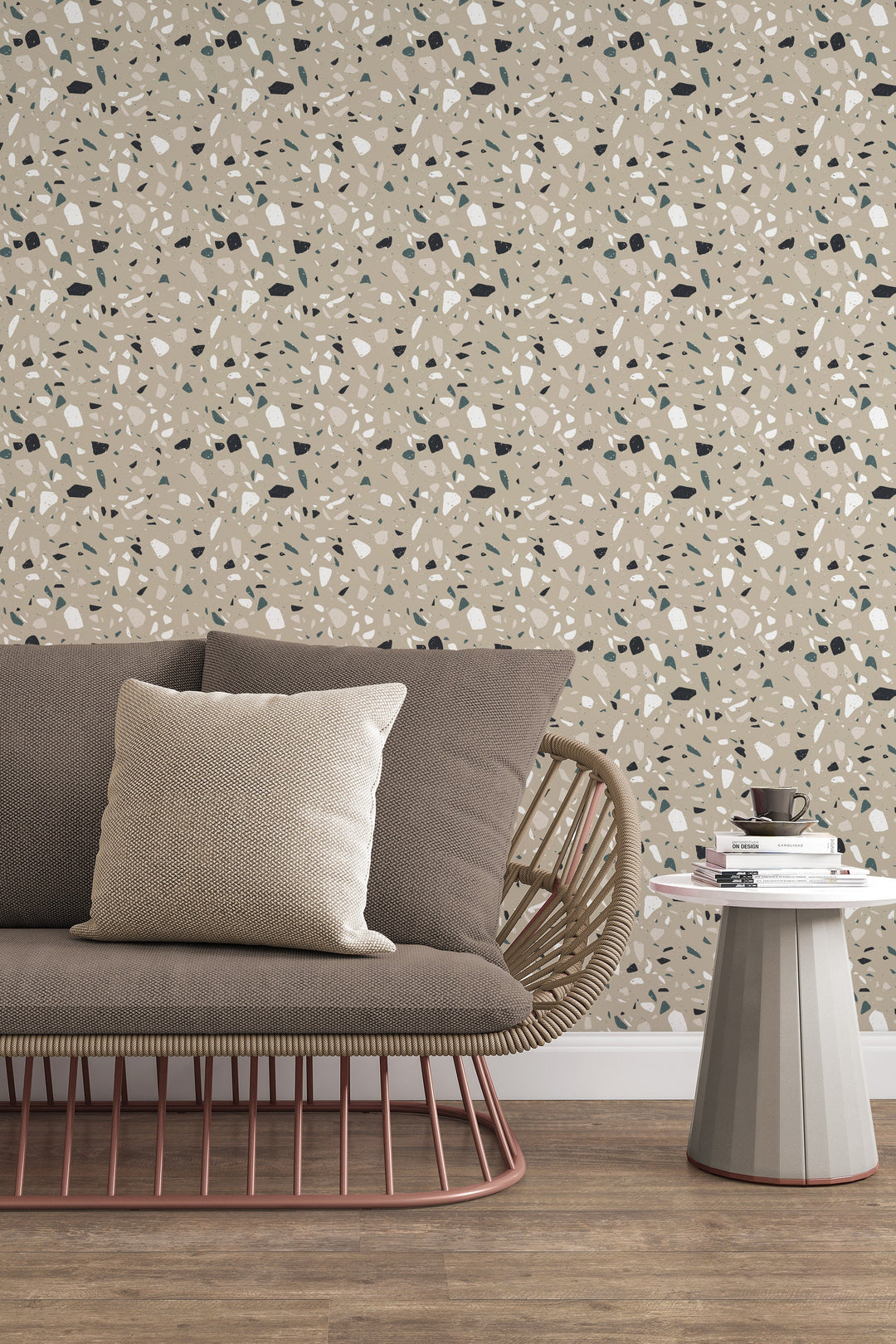 Terrazzo tan background wallpaper peel and stick