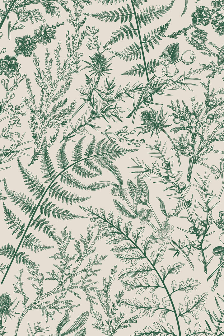 Green Fern and Plants Peel Stick Wallpaper #3412