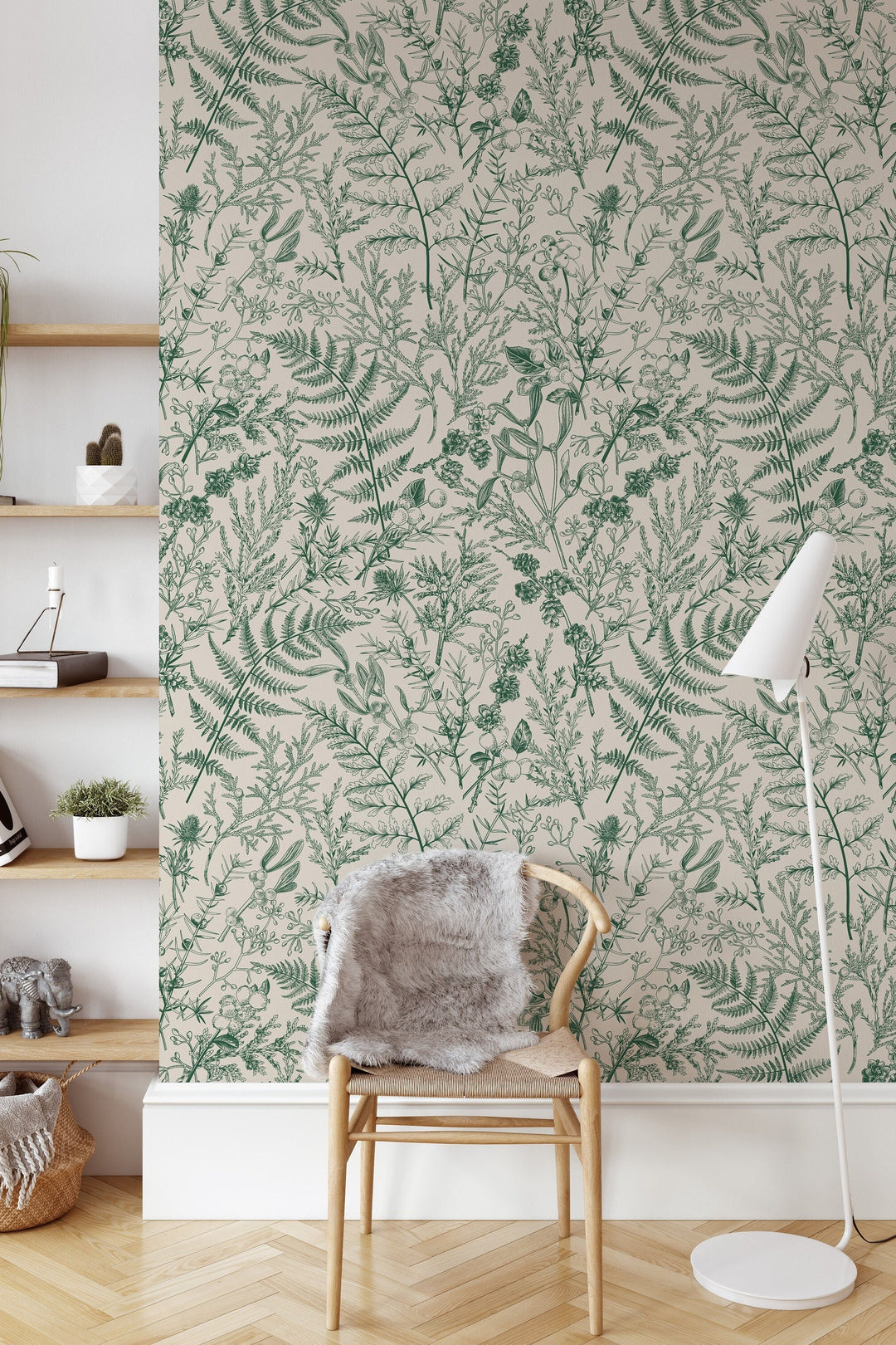 Green Fern and Plants Peel Stick Wallpaper #3412