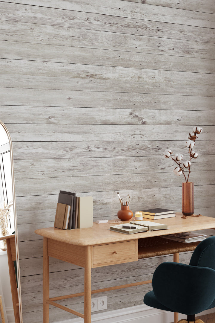 Wooden wallpaper horizontal boards Farmhouse - Peel