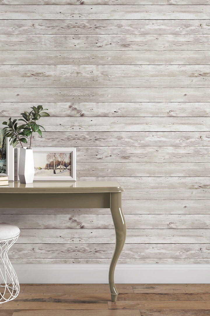 Wooden wallpaper horizontal boards Farmhouse - Peel