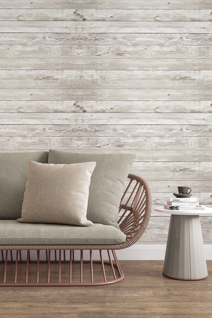 Wooden wallpaper horizontal boards Farmhouse - Peel