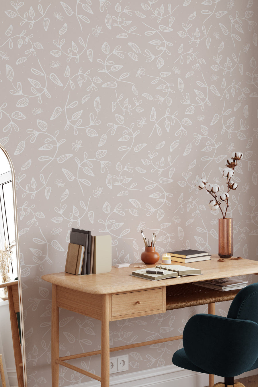 Pattern 53435 Minimalistic Patterns of Herbs in Botanical Boho Style on a Light ...