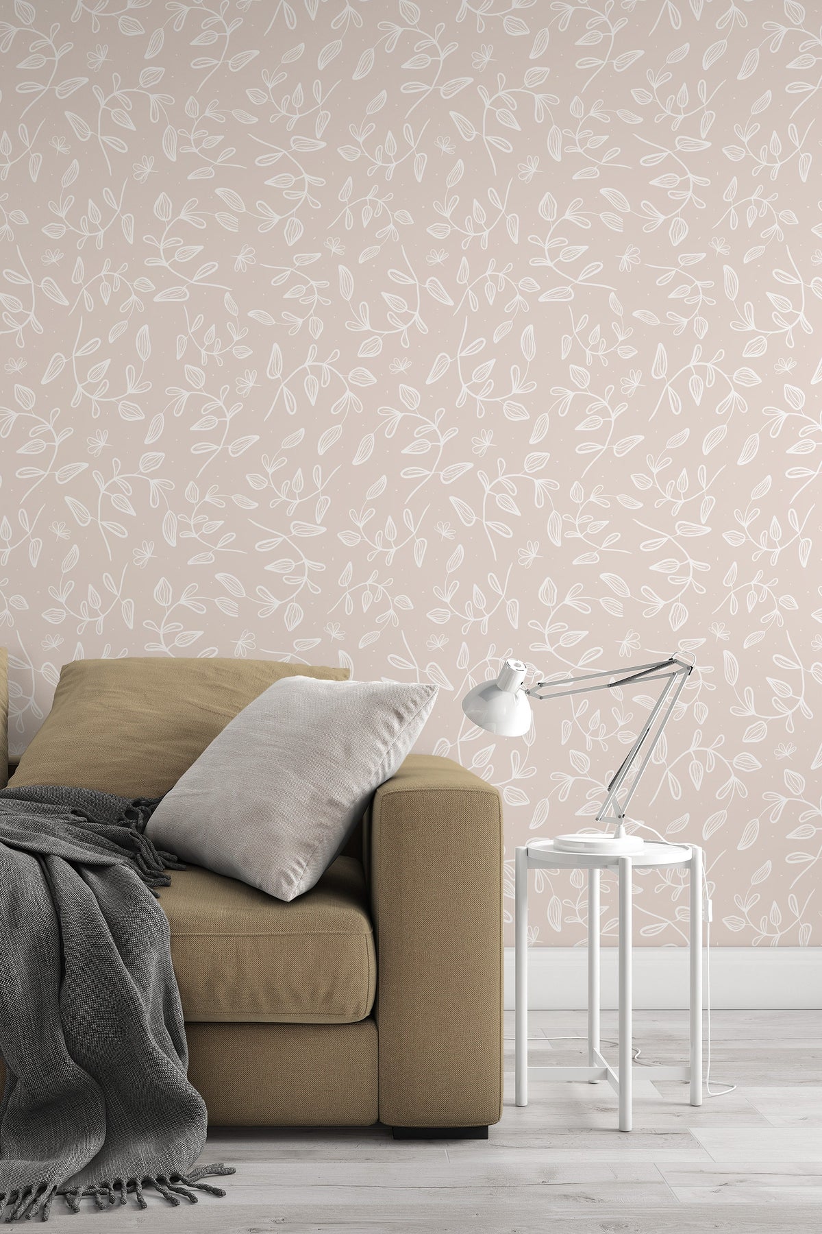 Minimalistic Patterns of Herbs in Botanical Boho Style on a Light ...