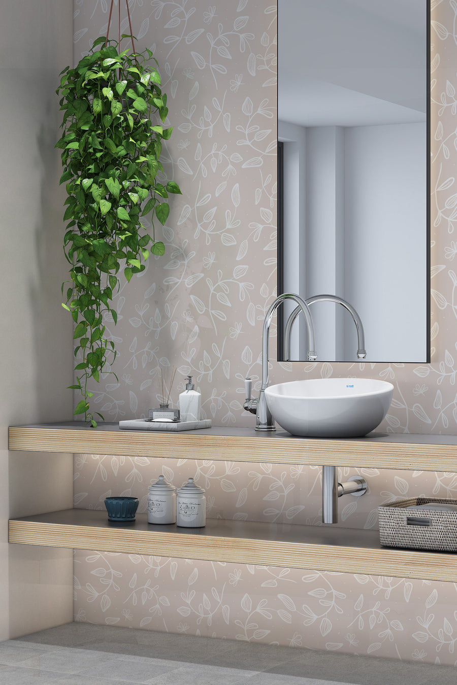 Minimalistic Patterns of Herbs in Botanical Boho Style on a Light ...