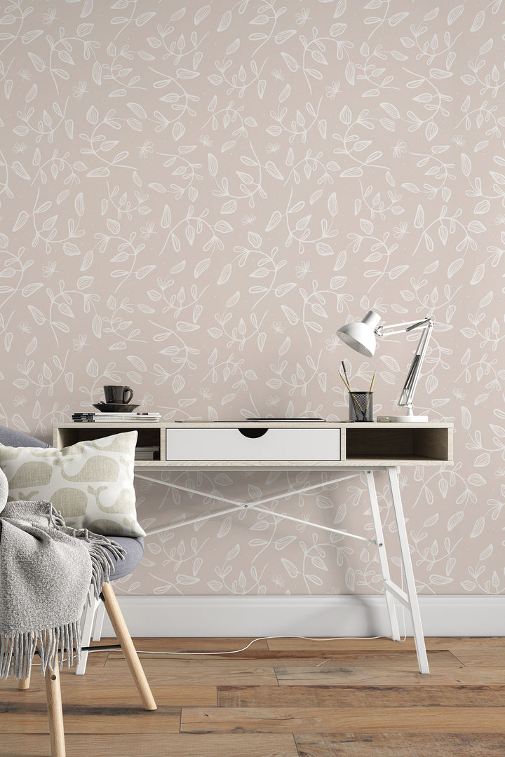 Pattern 53435 Minimalistic Patterns of Herbs in Botanical Boho Style on a Light ...