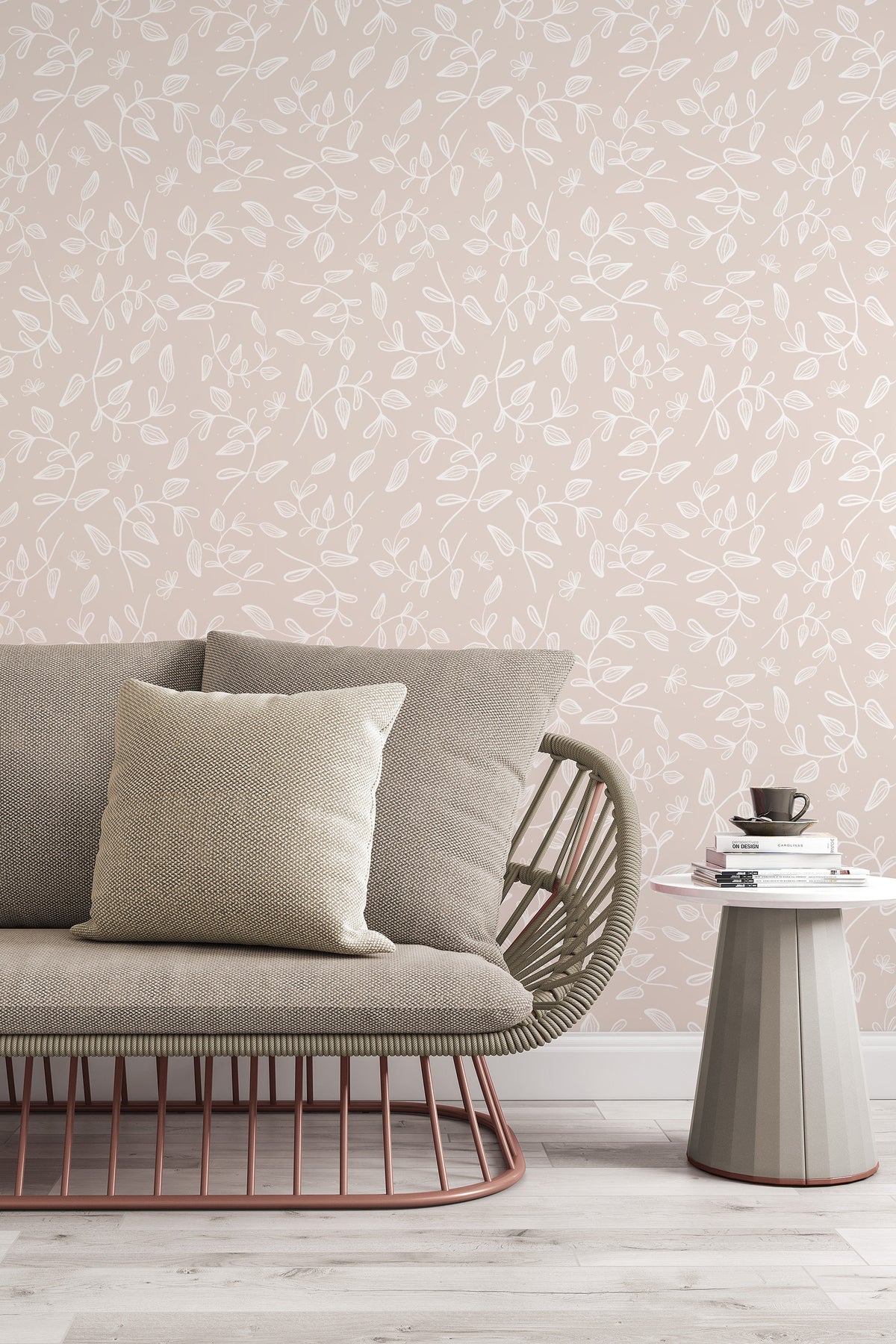 Pattern 53435 Minimalistic Patterns of Herbs in Botanical Boho Style on a Light ...