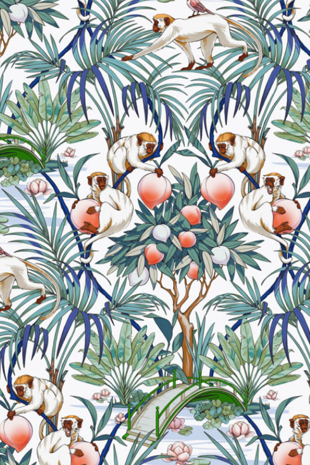 Monkeys and leaves Removable Self Adhesive Traditional