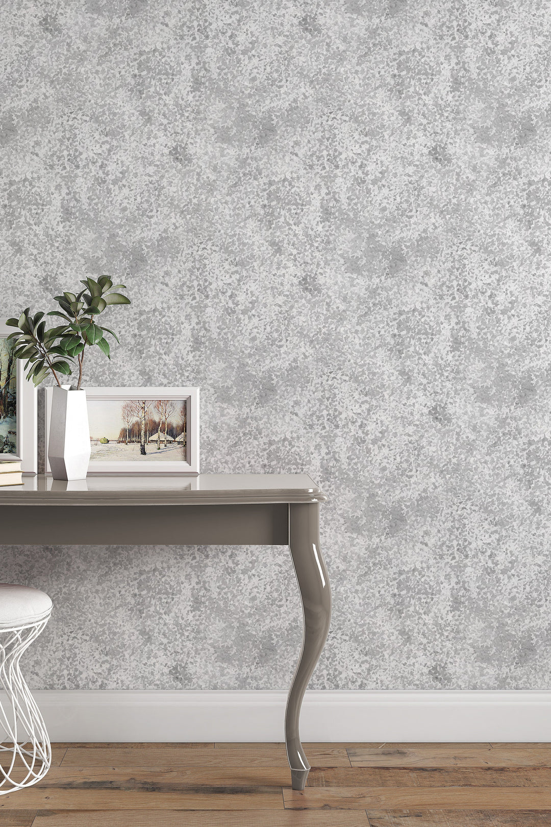 Gray Metal Wallpaper, Peel and Stick, Traditional wallpaper #3459