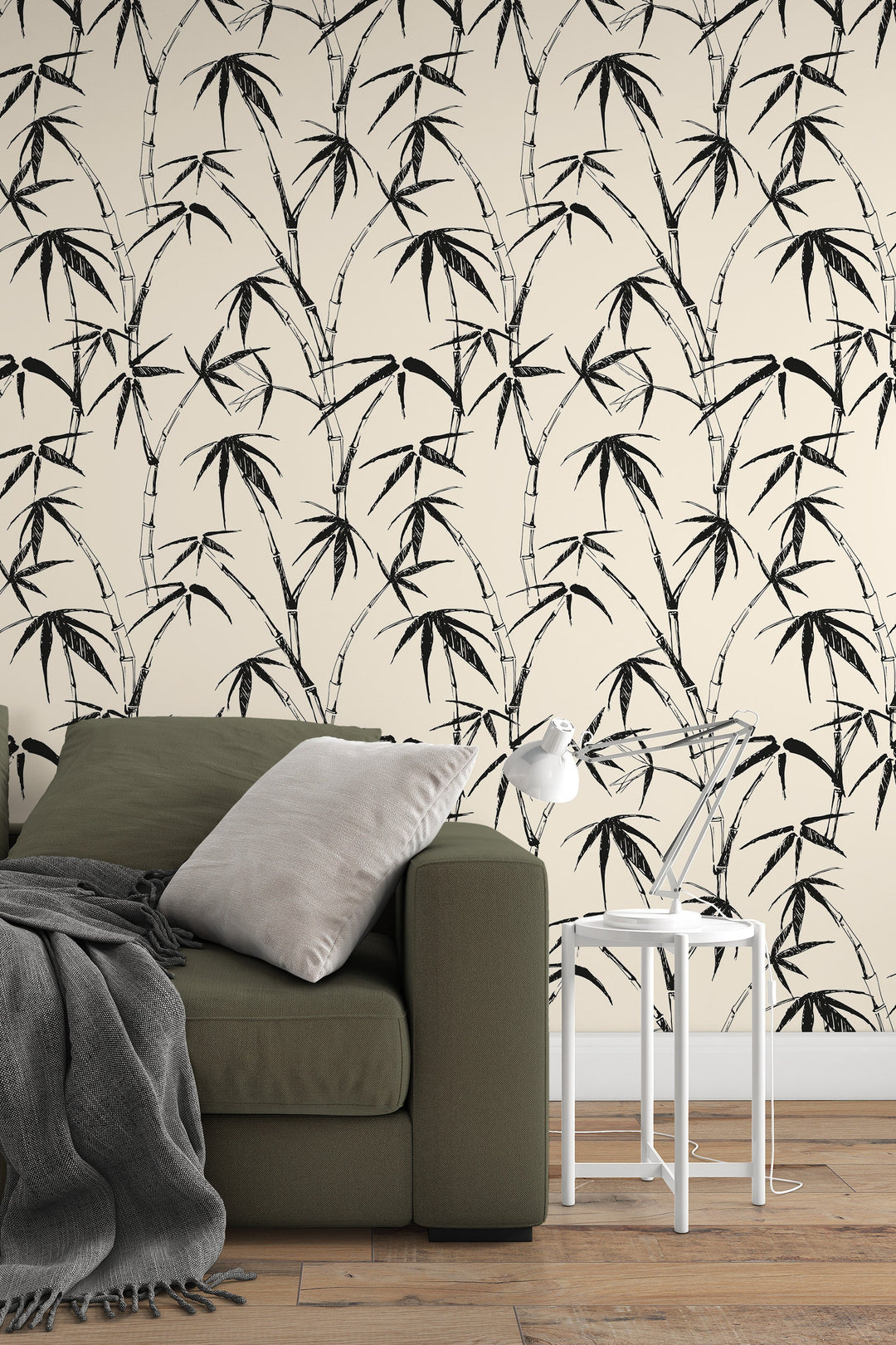 Bamboo Palm Leafs Wallpaper, Boho herbs 3456