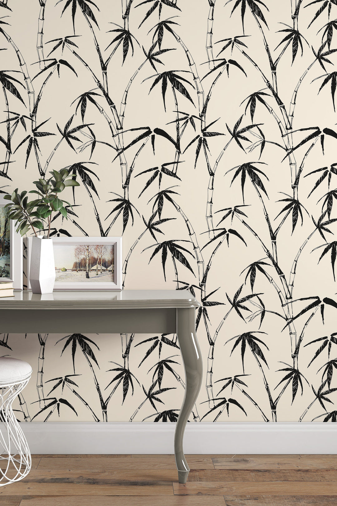 Bamboo Palm Leafs Wallpaper, Boho herbs 3456